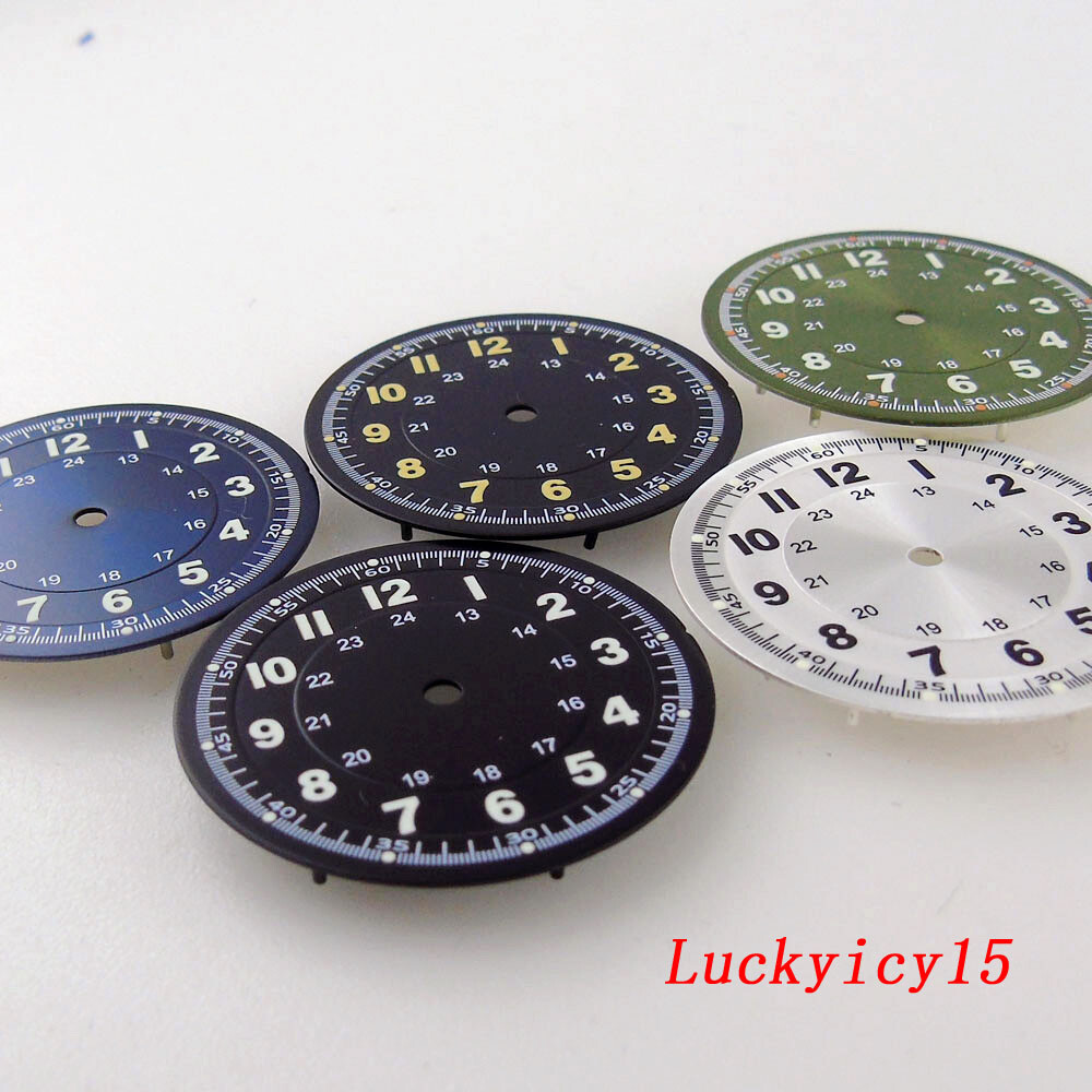 MOD New 29mm Sunburst Red Arabic Numerals Watch Dial For NH35 NH36 NH38 Movement