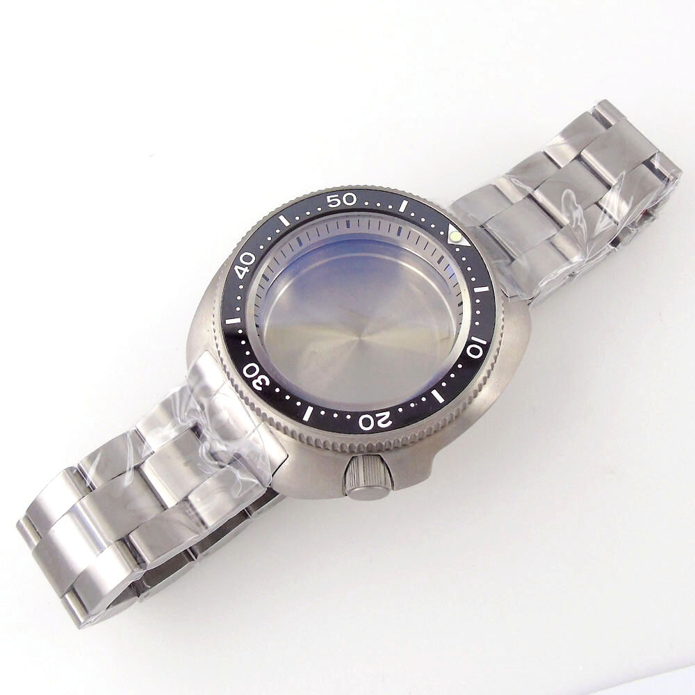 45mm sapphire glass super titanium Watch Case fit NH35 NH36 SKX007/009 200atm