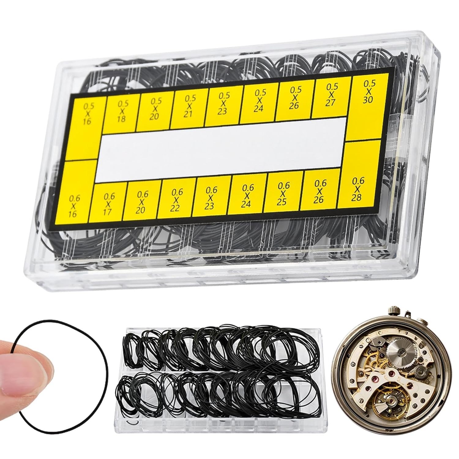210 Pcs O Ring Watch Gasket Kit,18 Types Rubber Seal O Ring Watches Gasket Watch