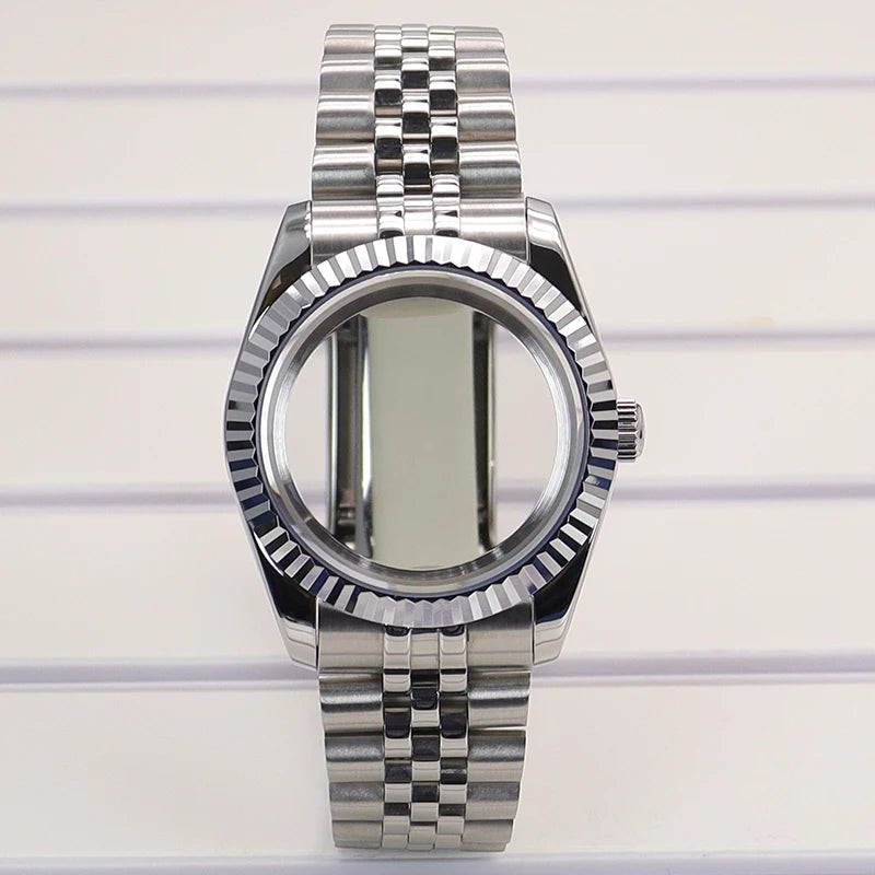 Fluted 36/39mm Watch Case Sapphire Crystal For NH35 NH36 NH38 Miyota 8215