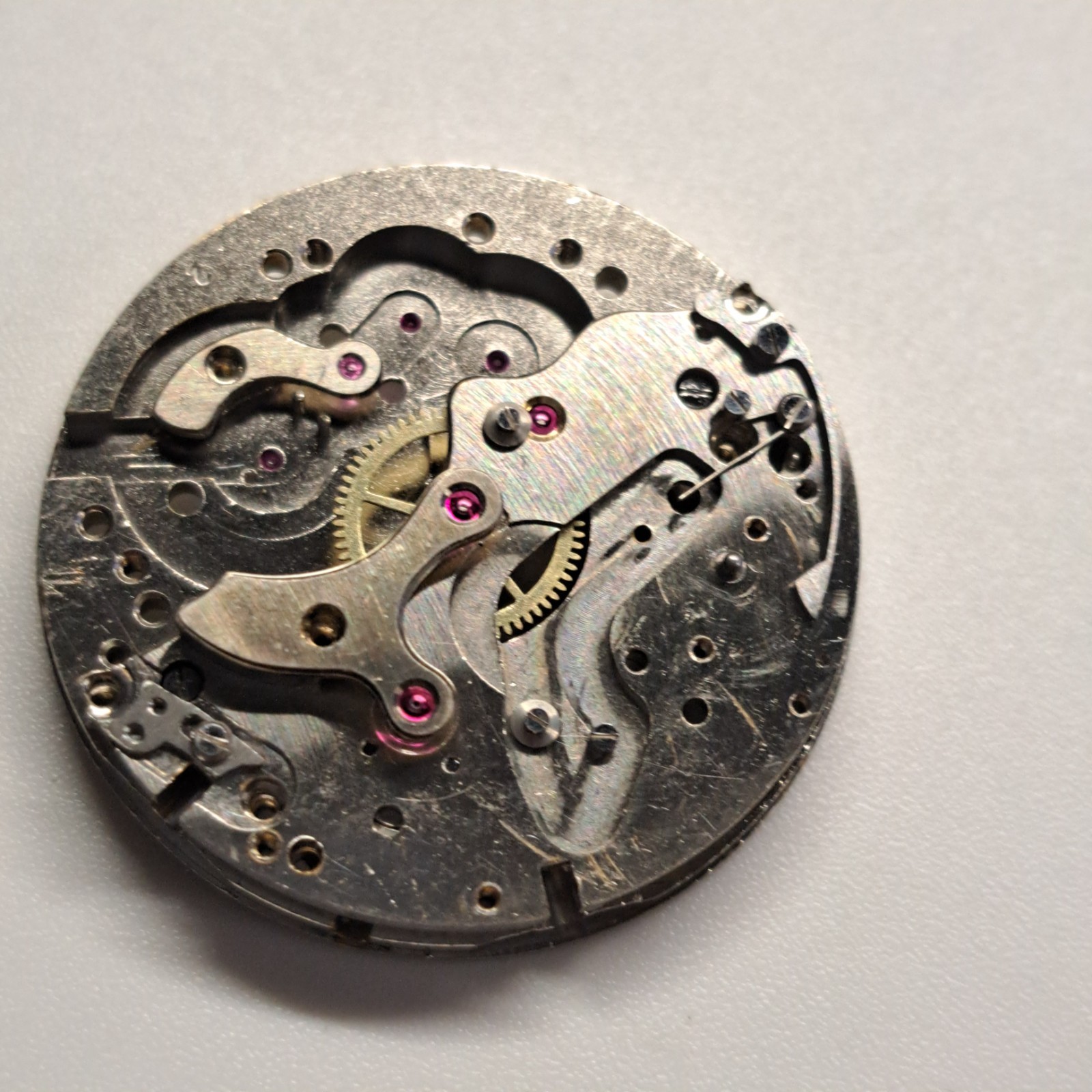 Landeron 51 Chronograph Watch Movement Part Incomplete, Gray, Stainless Steel