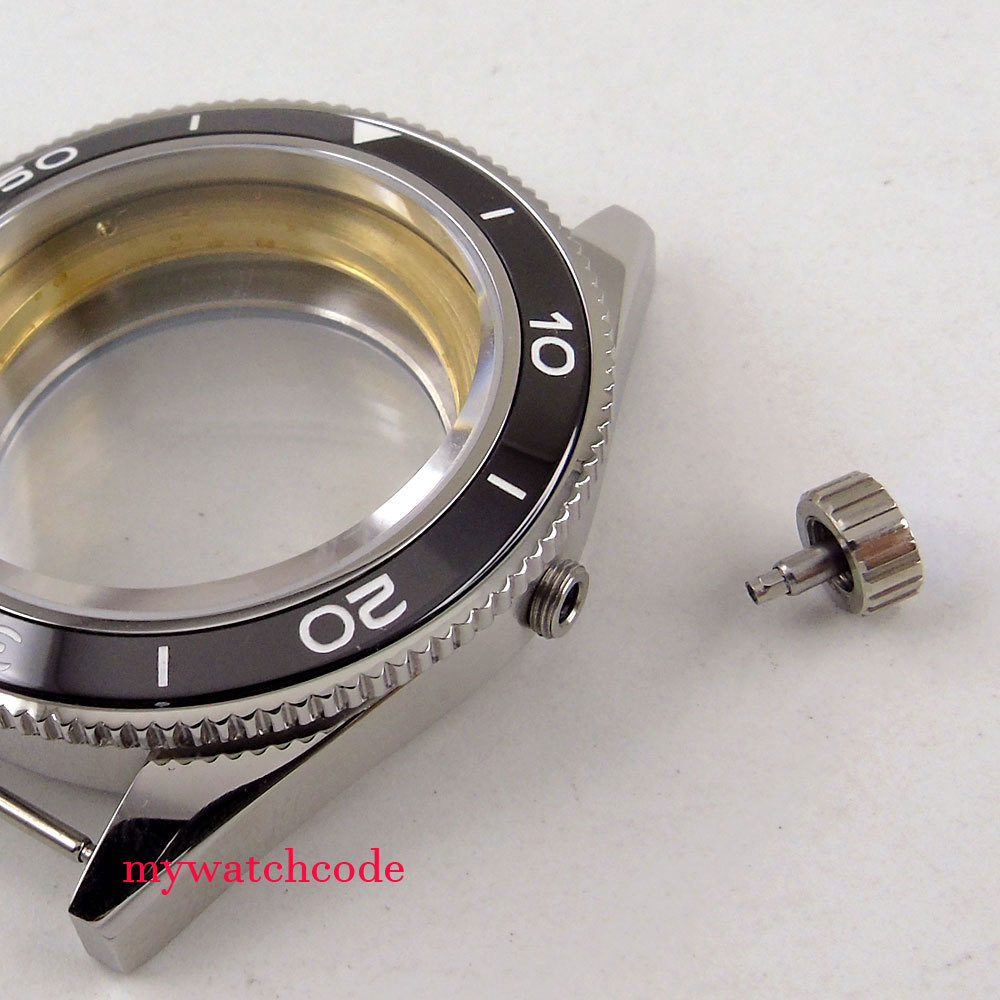 41mm Black Ceramic Bezel Sapphire Glass Wath Case Fit ETA 2836 8215 MOVEMENT