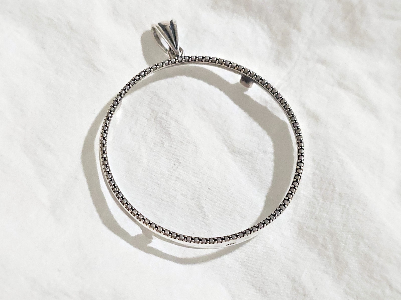 925 Sterling Silver Prong Back Illusion Edge Bezel for 39mm 1 oz Silver Rounds