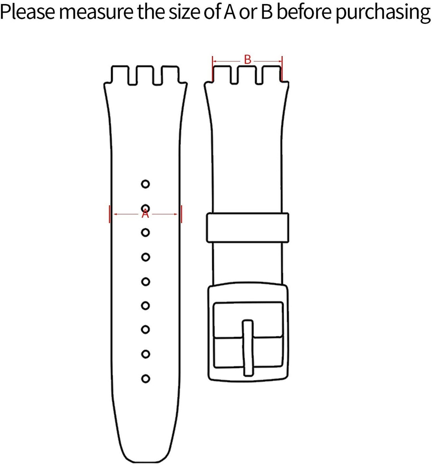 Silicone Rubber Watch Strap/Watch Band Replacement for Swatch 17mm Black