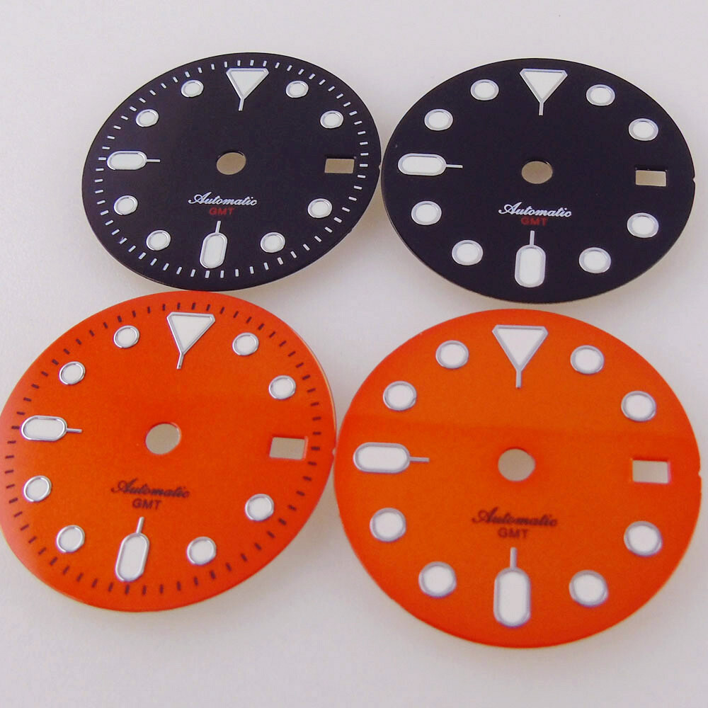 New 29mm Sterile Ungraduated Black Orange Watch Dial Hands Fit NH34 Luminous