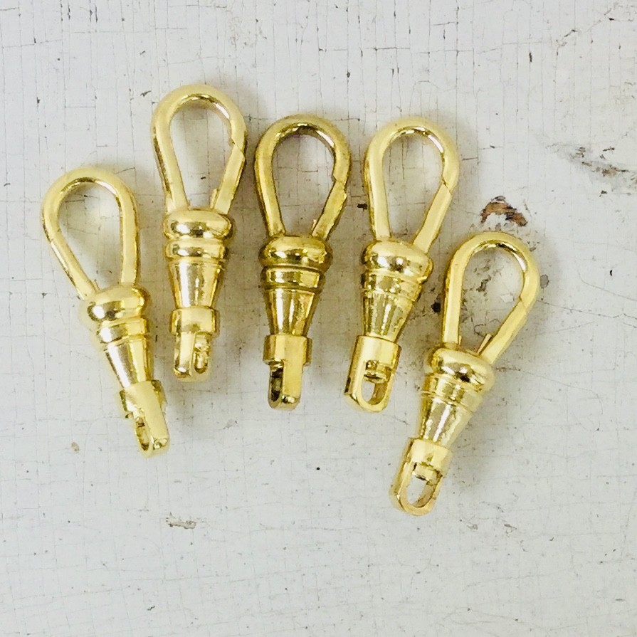 10 Pc Lot Swivel Clip Pocket Watch Chain Repair Gold Tone Lanyard Clasp 1″