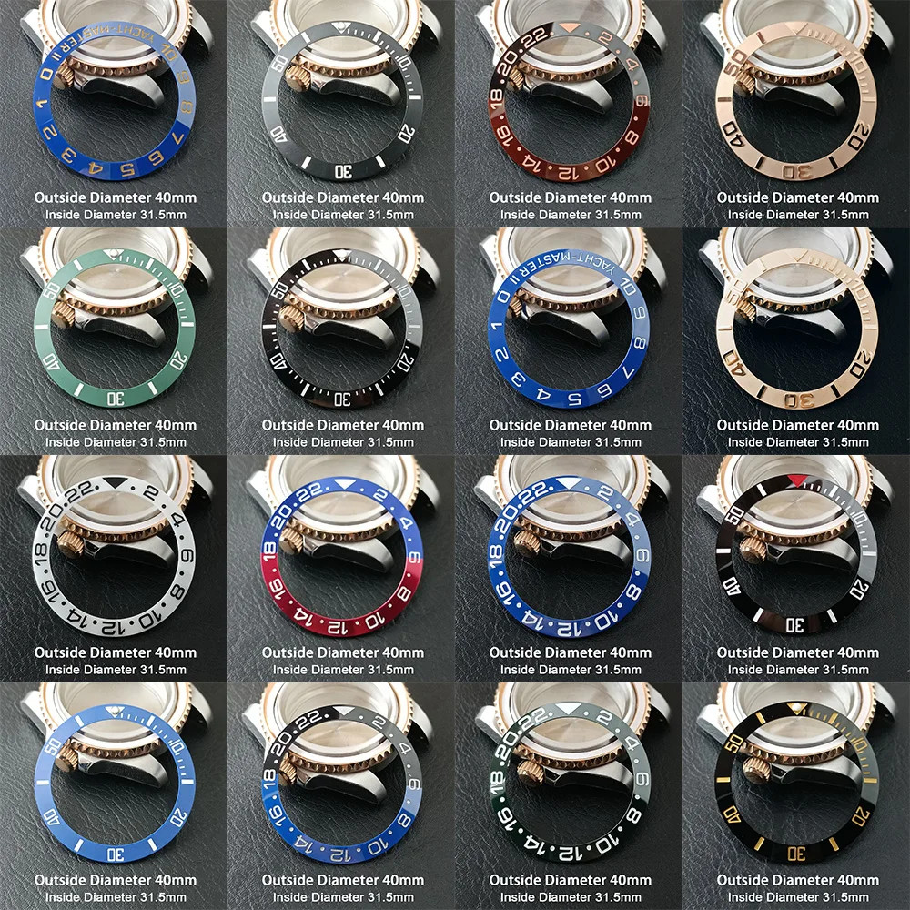 40×31.5mm Ceramic Watch Bezel Insert Sloping Green Black Red Blue Replacement