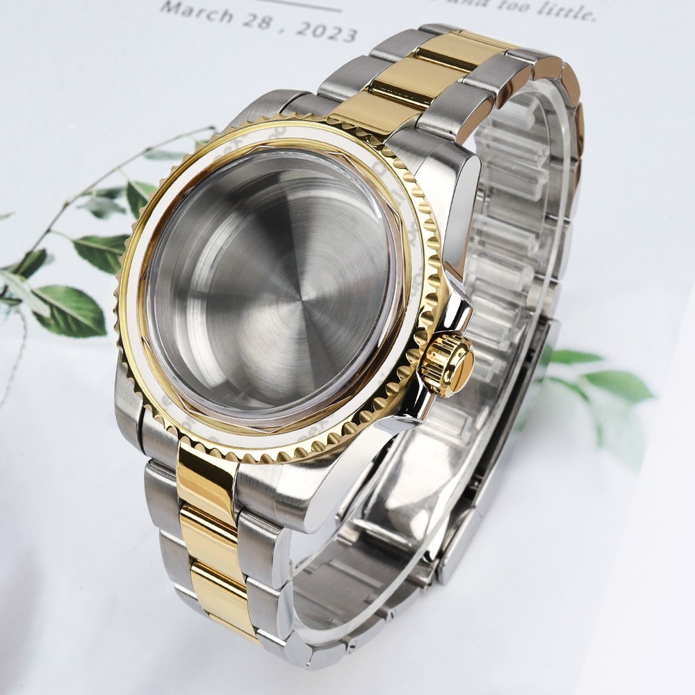 FEIYASHI Golden Rotating Bezel 40mm Watch Case Sapphire For Seiko NH35 ETA 2824