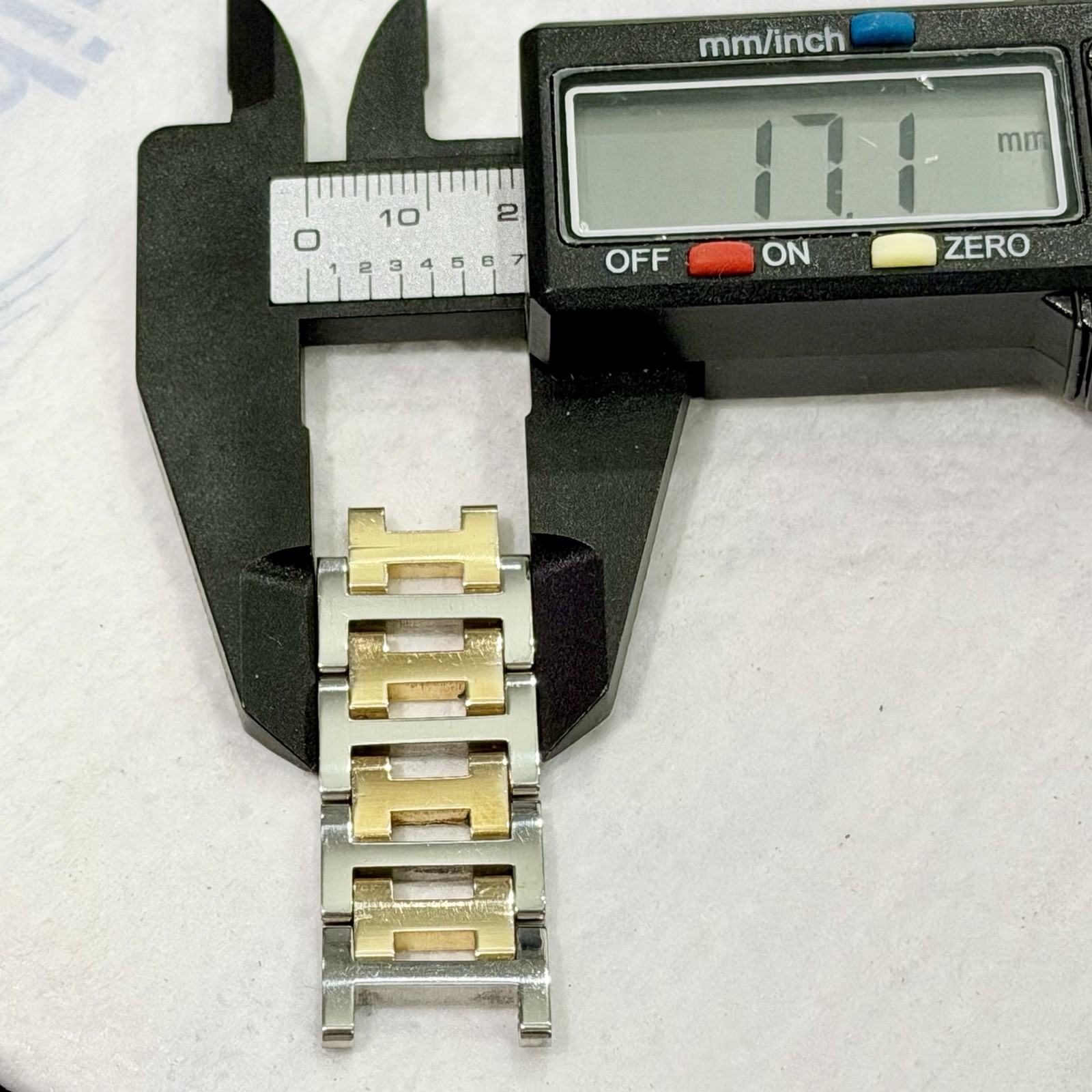 Genuine Hermes Clipper Men’s Watch Strap 4 Links Set 17mm Two-Tone 1.7” Long