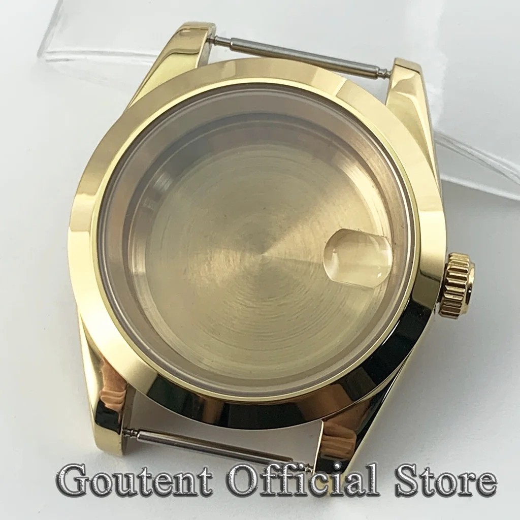 Men’S Gold Sapphire Glass Watch Case 36Mm 39Mm Fit PT5000 NH34 NH35 NH36 ETA 282
