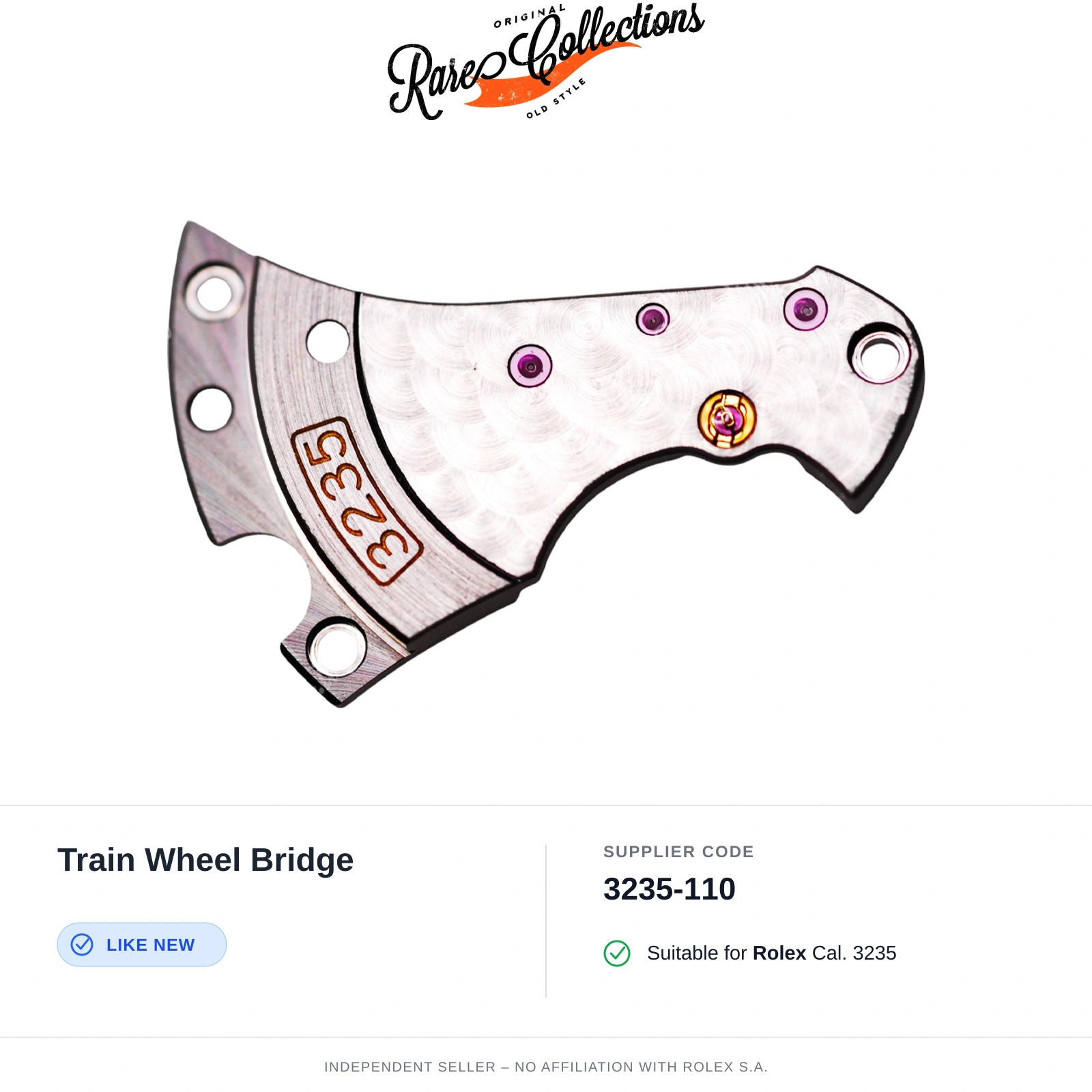 NEW Nuovo Rolex 3235 110 Train Wheel Bridge Ponte Ruotismo