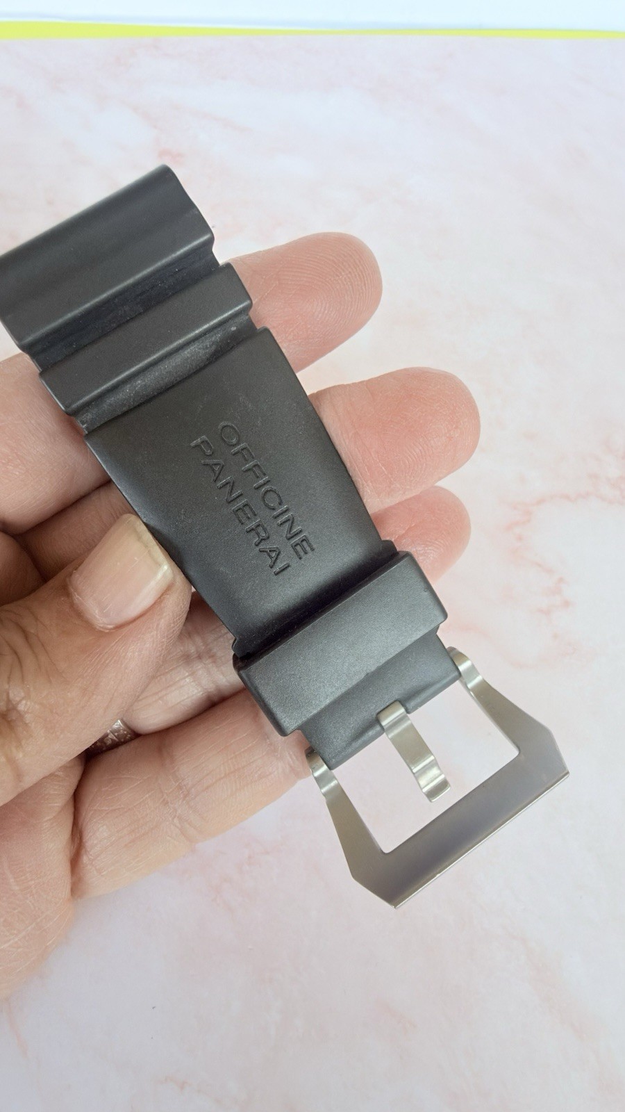 Authentic Factory PANERAI OFFICINE Rubber Caoutchouc Half Strap Buckle Black R3