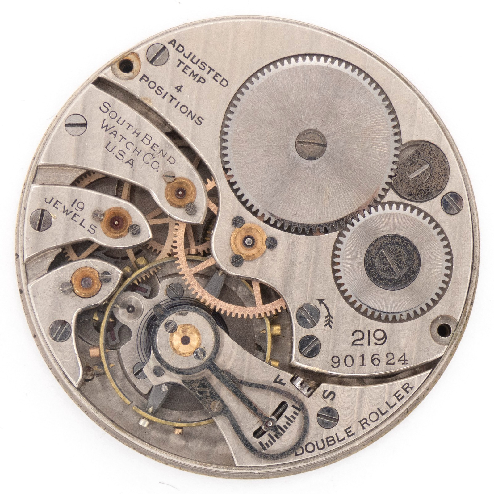 South Bend Grade 219 Model 2 16-Size 19-Jewel Antique Pocket Watch Movement