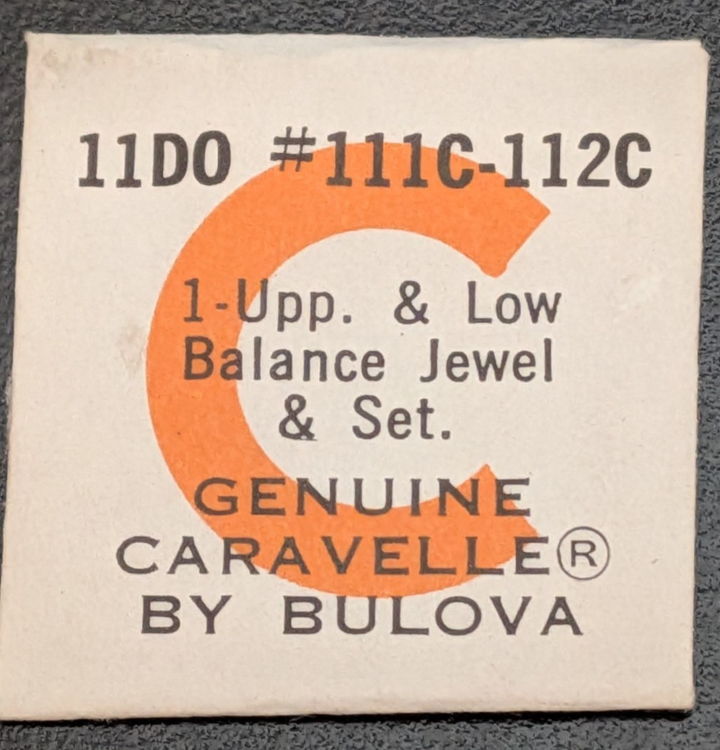 NOS BULOVA CARAVELLE Cal. 11DO Upper & Lower Balance Jewel & Set PART# 111C 112C