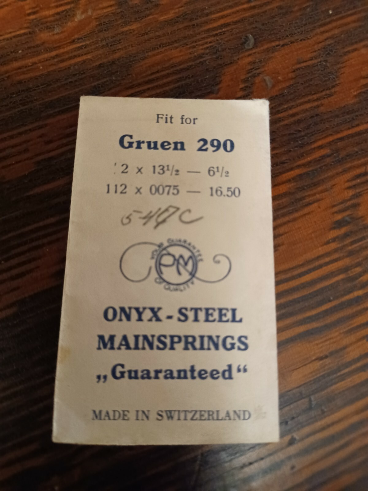 Gruen Watch Vintage movement Mainspring 290 part swiss PM onyx steel lot 6