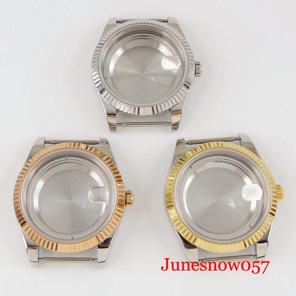 Polished Two Tone Gold Wristwatch Case for ETA2836 MIYOTA 8215 Sapphire Glass