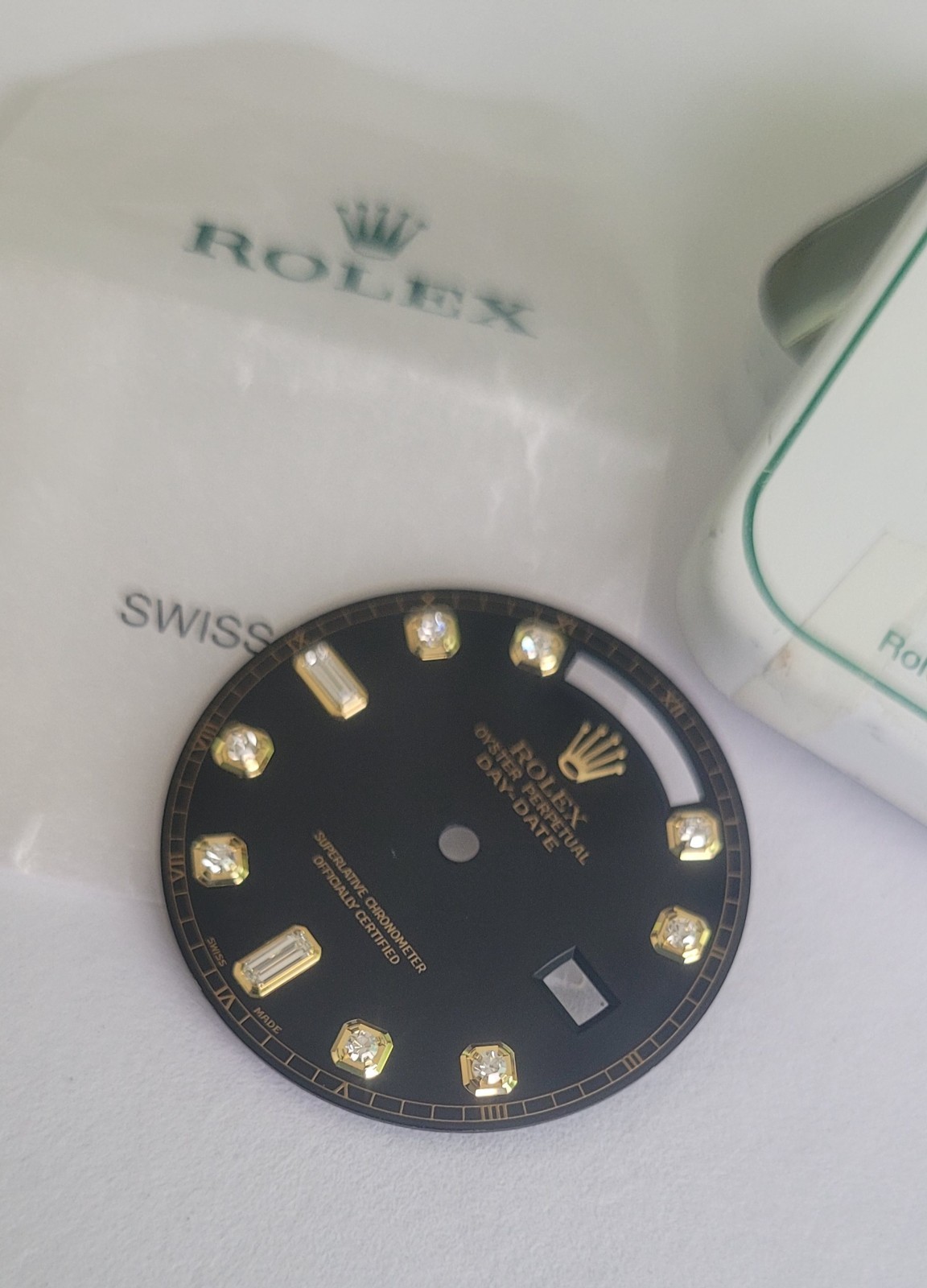 Rolex 100% original Black Factory larger 8+2 diamond dial 118238,18238, Beauty!