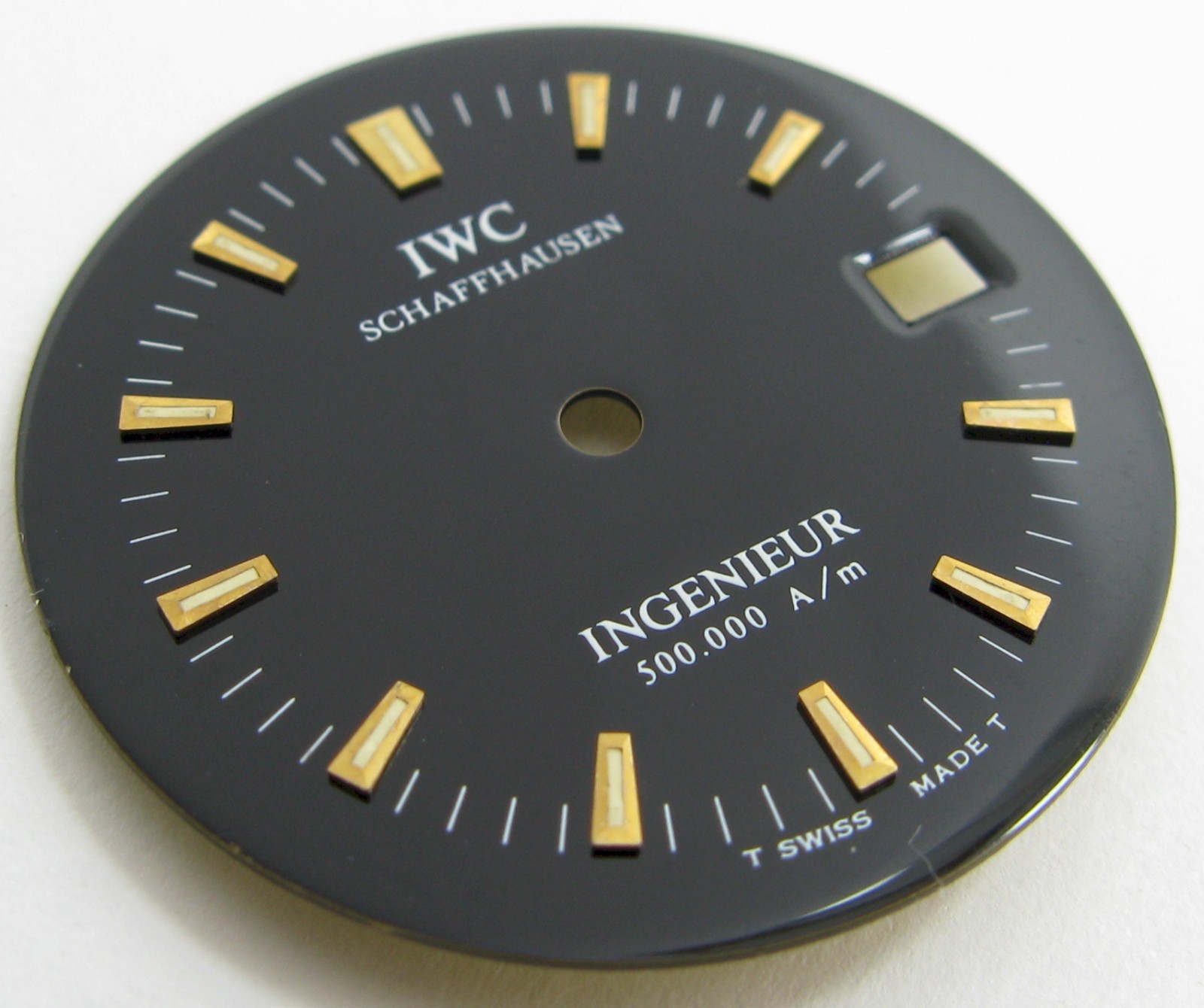 IWC ingenieur black Dial Watch Part: gilt markers & date / diameter 29.2 mm