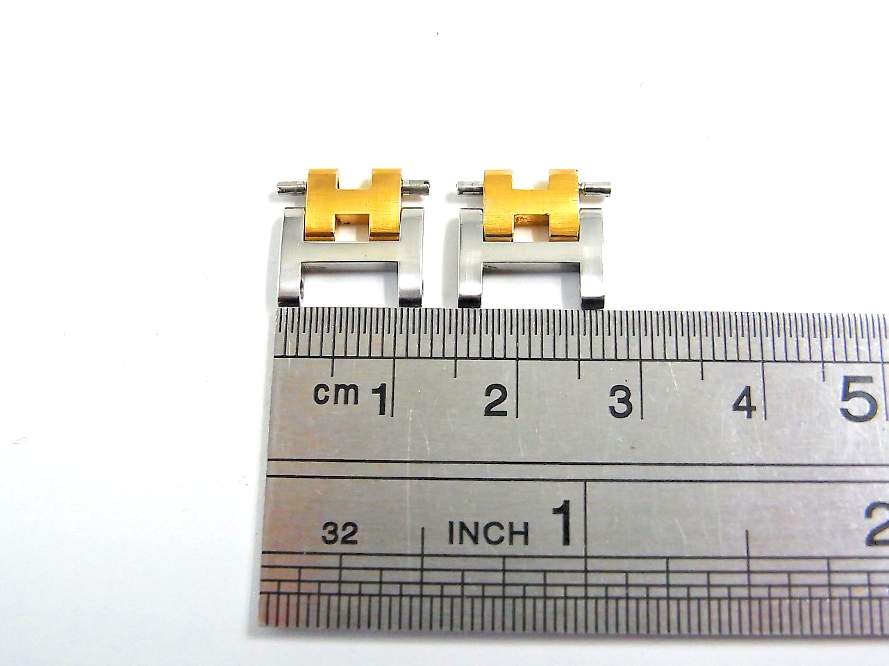 HERMES Clipper Watch 12mm Side Brushed Old Type Genuine Link Band 2pcs Set EX (a