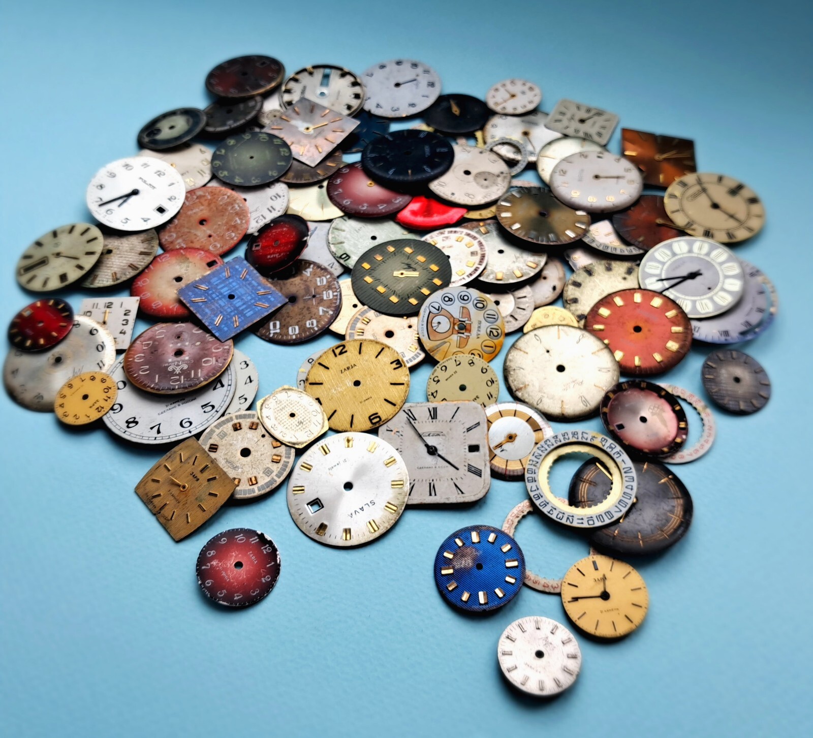 Vintage Watch Dials Lot 150g – Steampunk Art Supplies – Antique Faces for watch