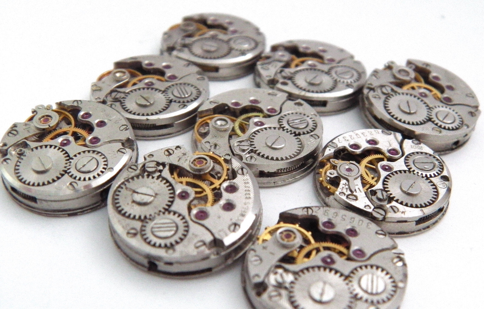 9 Chaika Watch Movements. 16mm USSR Soviet Mechanisms. Steampunk Parts, Dials