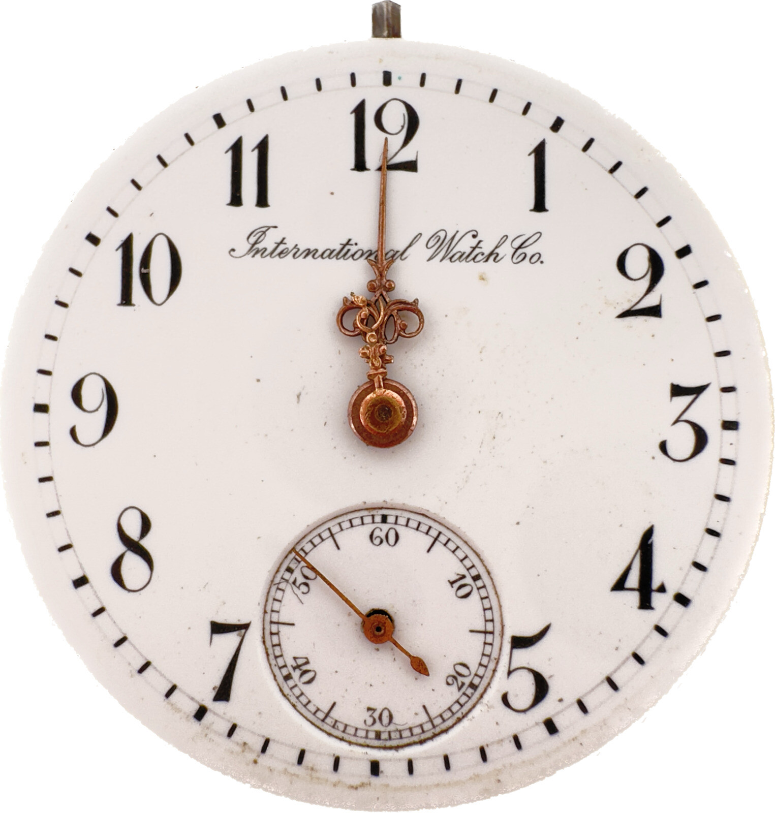 Antique IWC International Co. Mechanical Pocket Watch Movement Runs for Repair