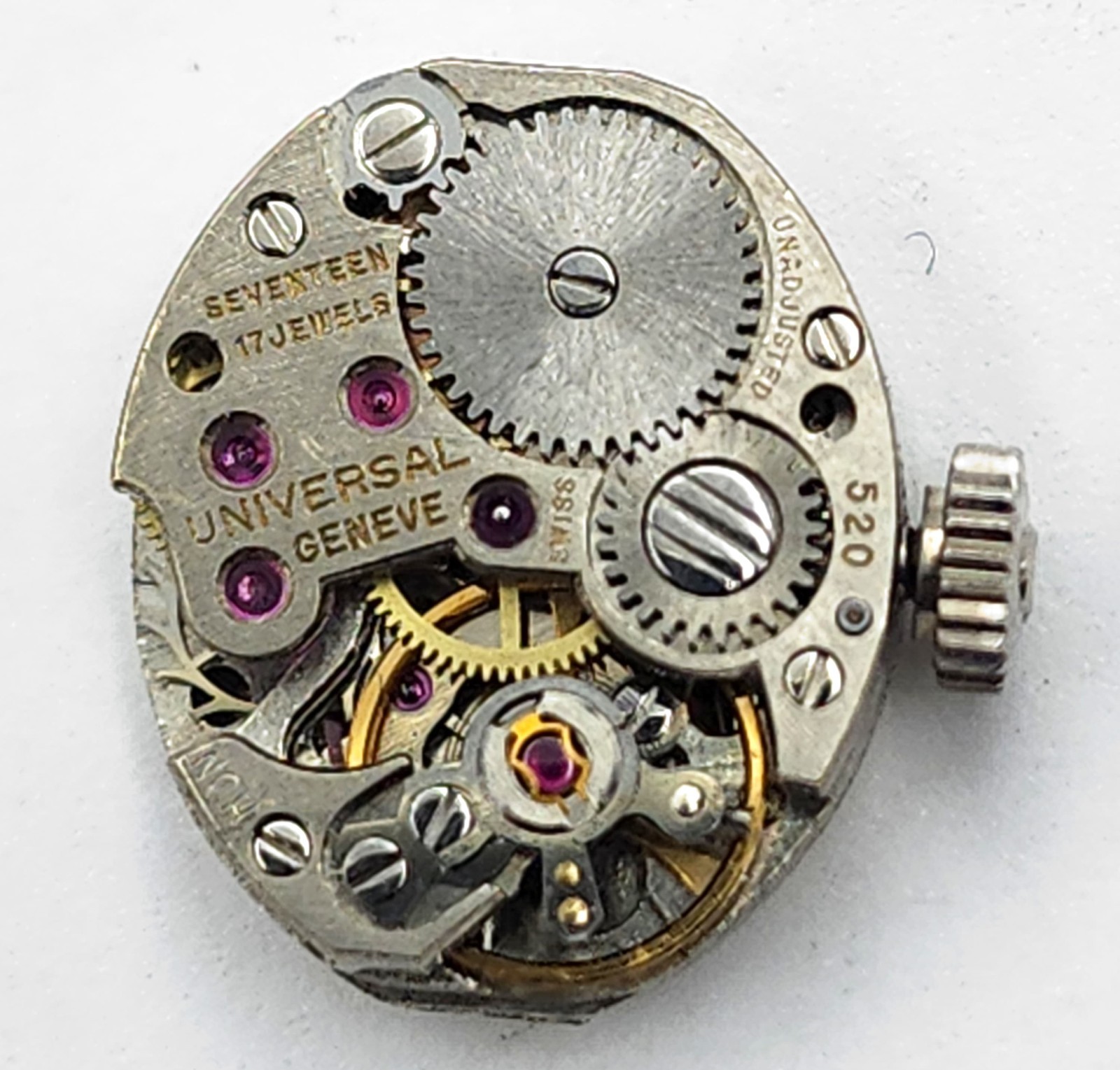 Antique UNIVERSAL GENEVE Swiss Watch Movement & Dial Running #W606
