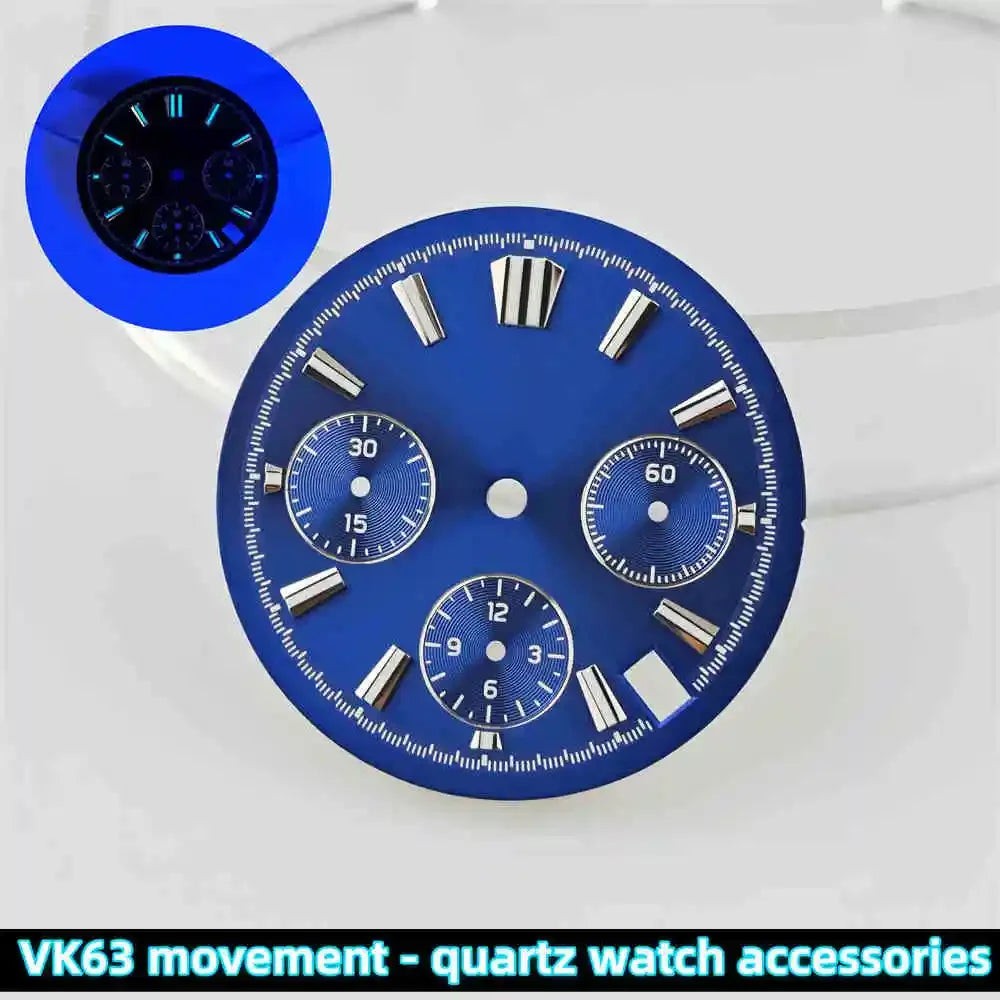 39mm Transparent Acrylic Watch Case 20mm Watch Bands Set 29.5mm Dial for VK63