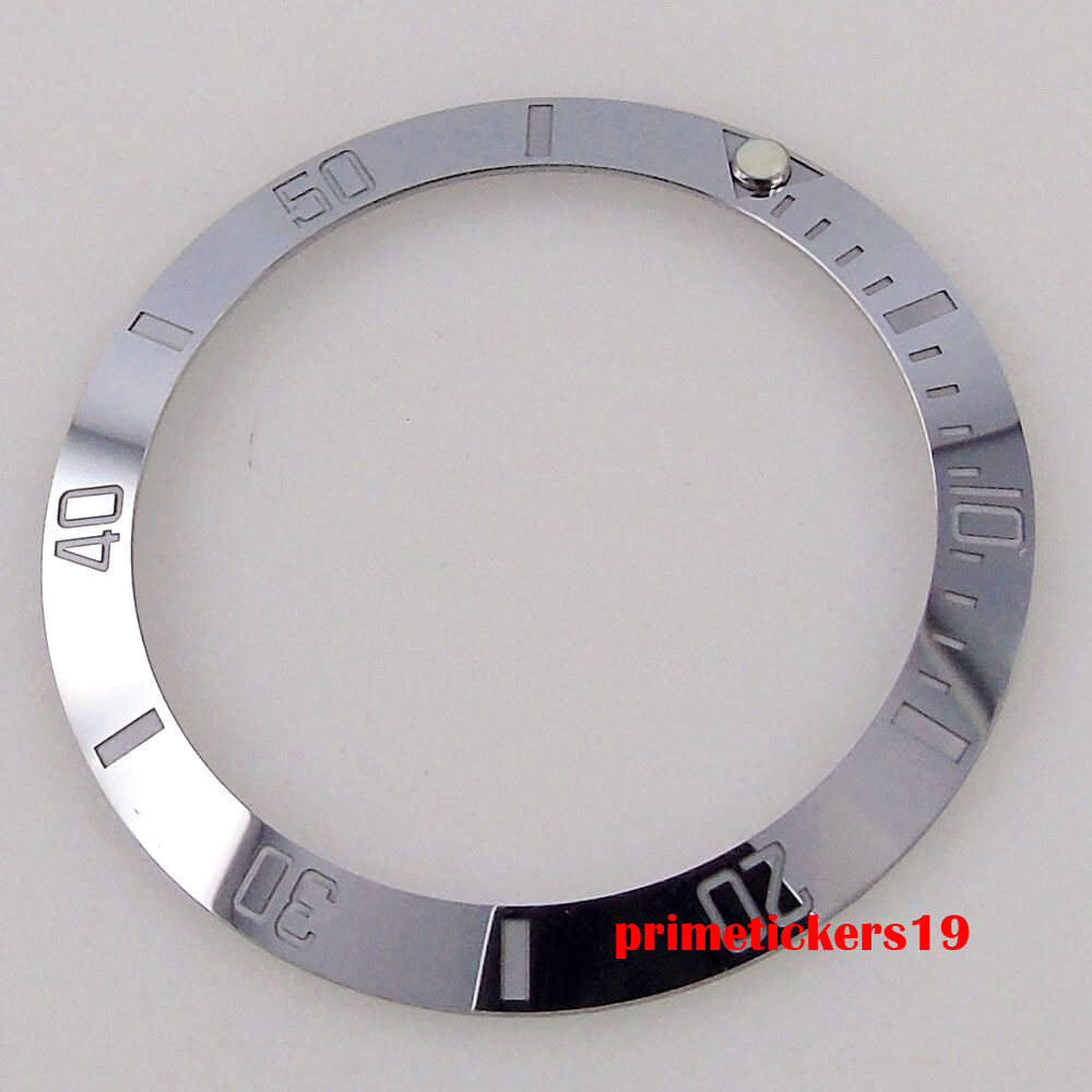 38mm*30.6mm Sloped Steel Watch Bezel Insert Ring Shiny Fit 40mm SUB Watch Case