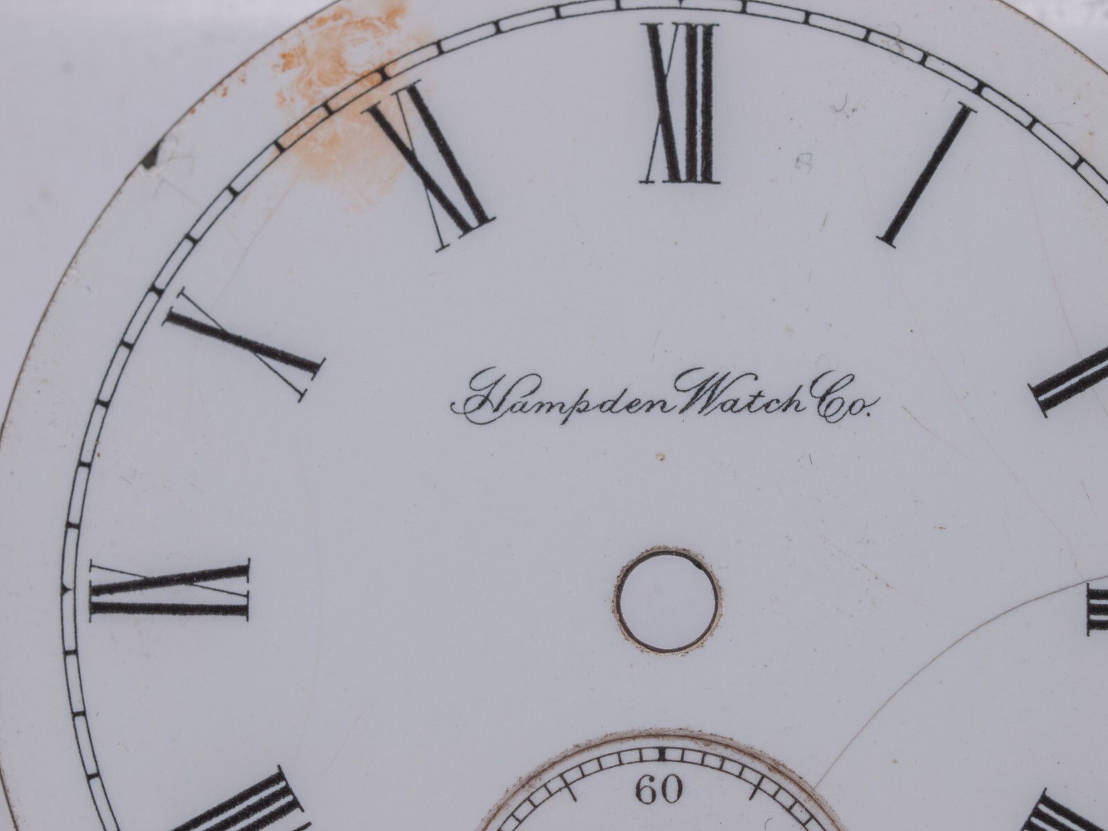 Hampden 18s Single Sunk Pocket Watch Roman Numeral Enamel Dial – Hairlines