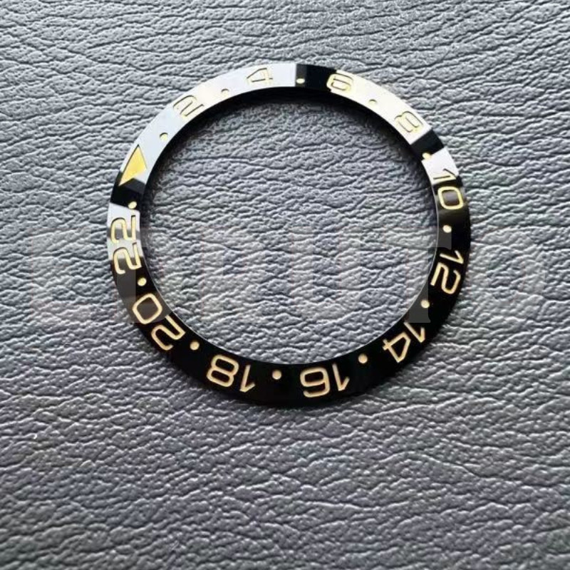 Black With Gold Marks Ceramic Insert Watch Bezel Fits Rolex GMT Master II 116713