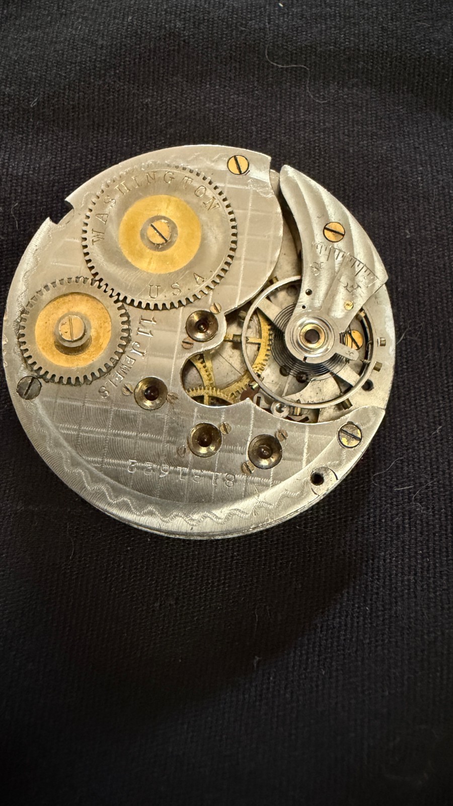 Antique 16S New York Standard Pocket Watch Movement 11J S/N 8131622 Washington