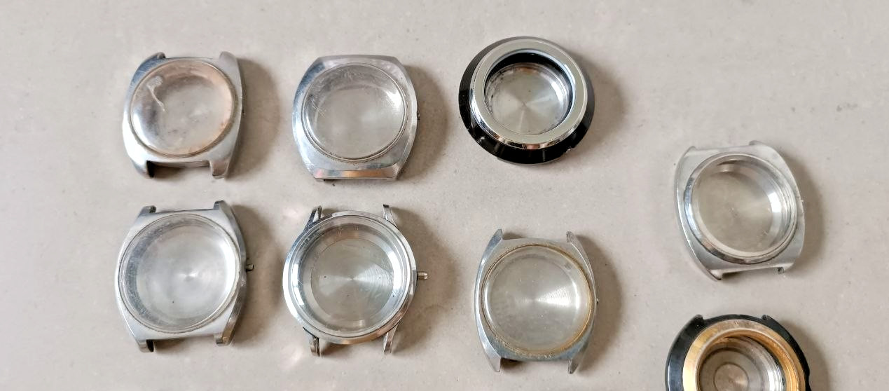 BIG LOT OF 15 JAPANESE AUTOMATIC CITIZEN & SEIKO CASES FOR PROJECT / REPLACEMENT