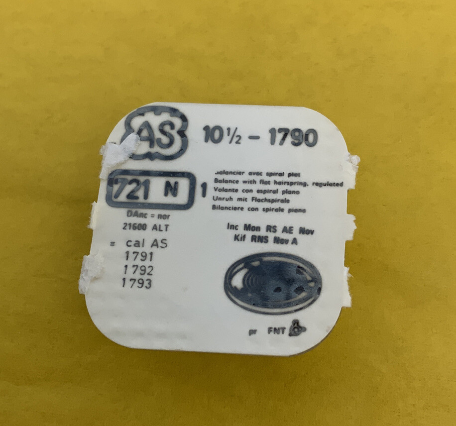 AS 1790 Balance Complete Watch Part #721/1923 New Old Stock sealed