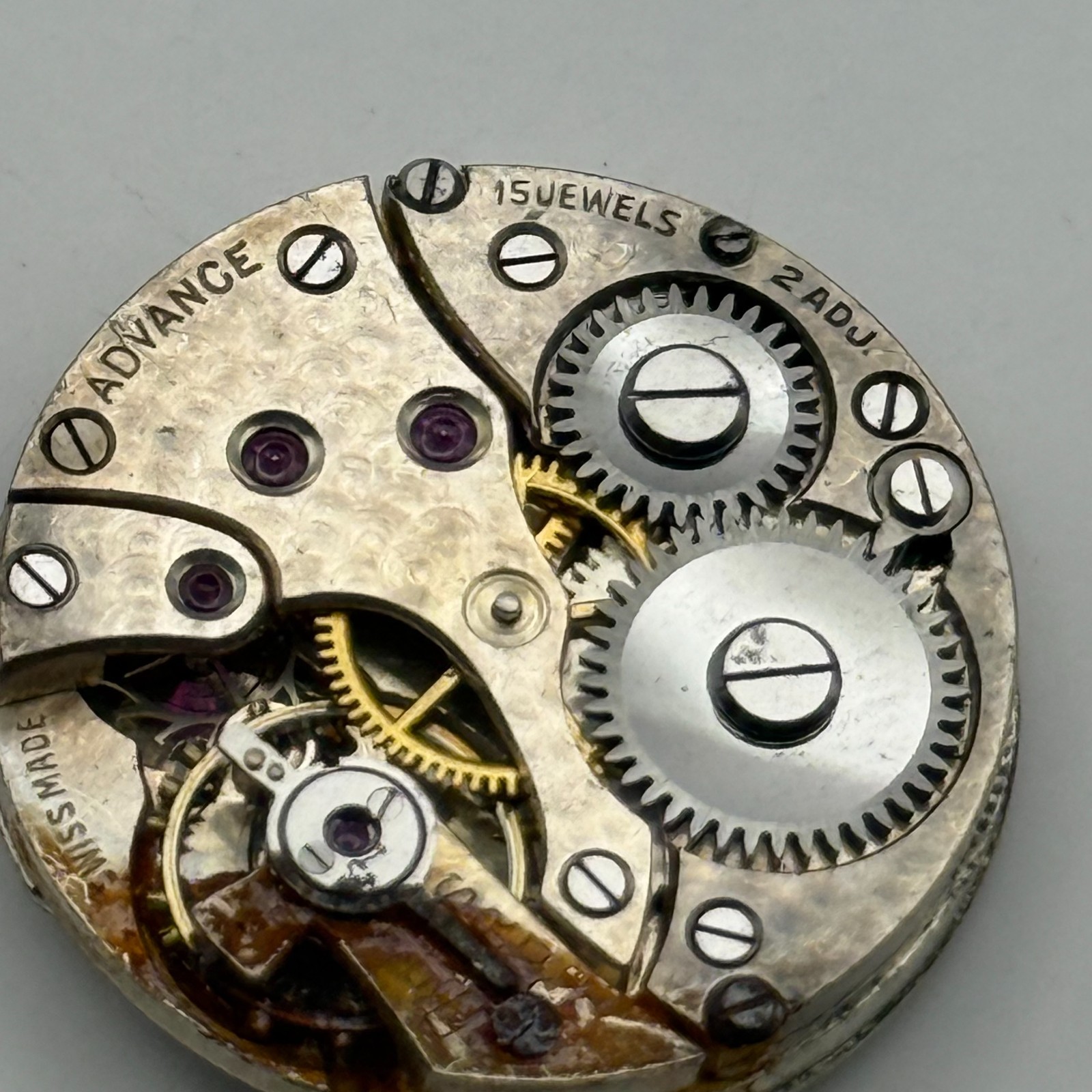 Buser Watch Movement B 15 Jewels Swiss 2 Adj Manual Wind Vintage Parts Repair