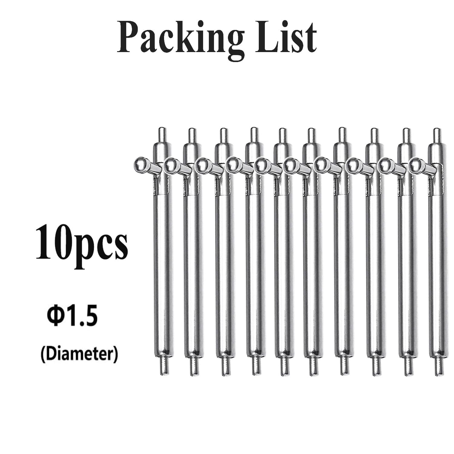 10pcs Quick Release Spring Bars 14mm 16mm 18mm 20mm 22mm 24mm 1.5mm Diameter …