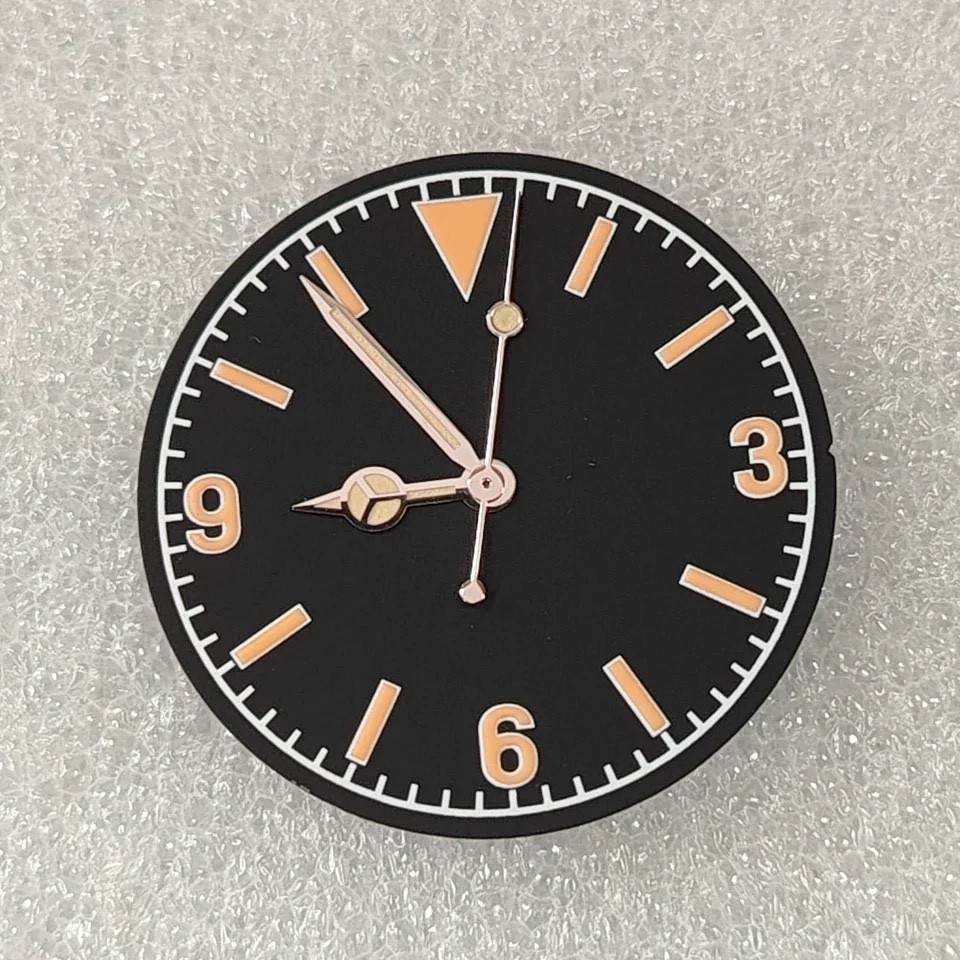 28.5MM Classic Vintage Watch Dial +Hands Set Green Luminous for NH35/36 Movement
