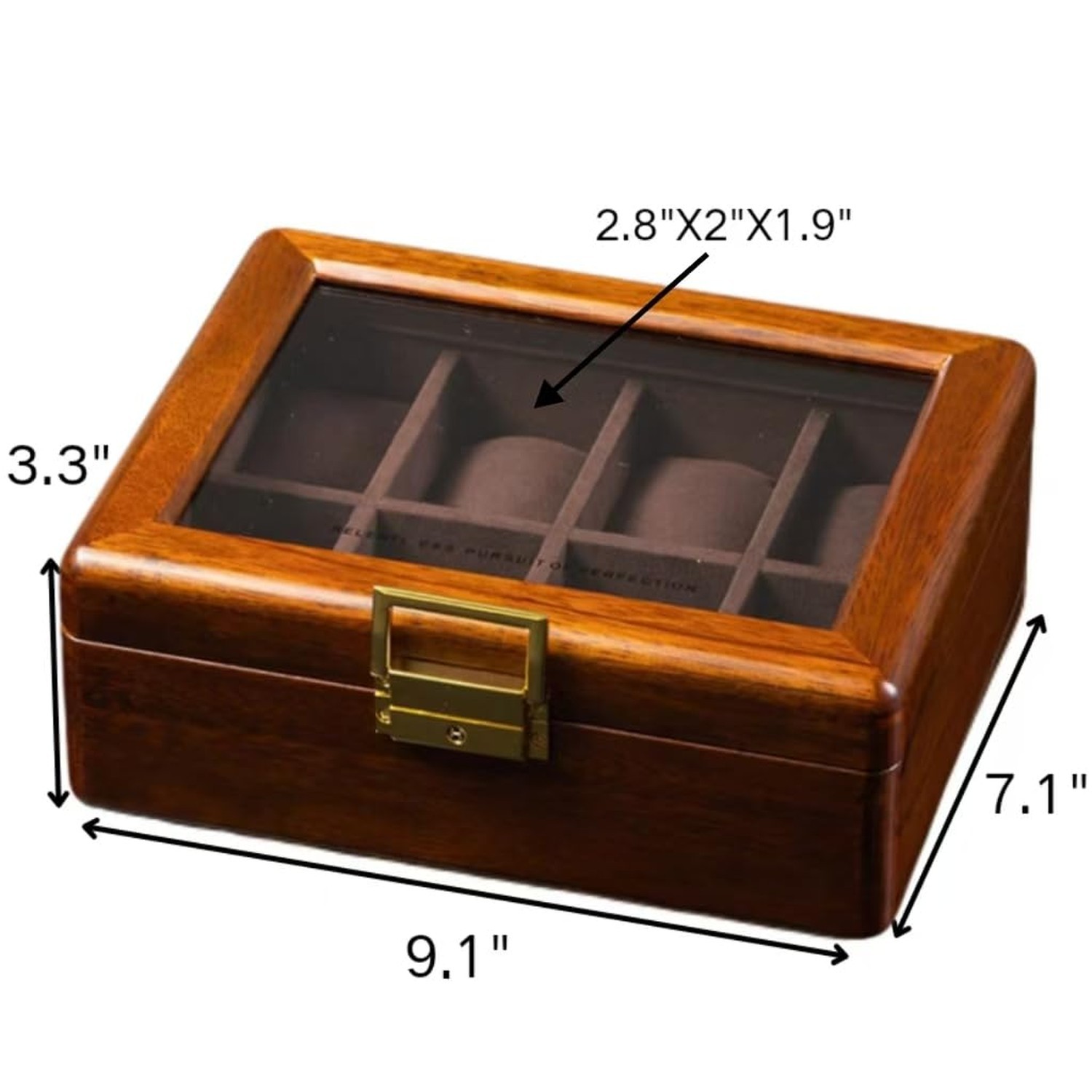Bescott Solid Wood Watch Box 8 Slots With Glass Lid Walnut Collection Case Fo…