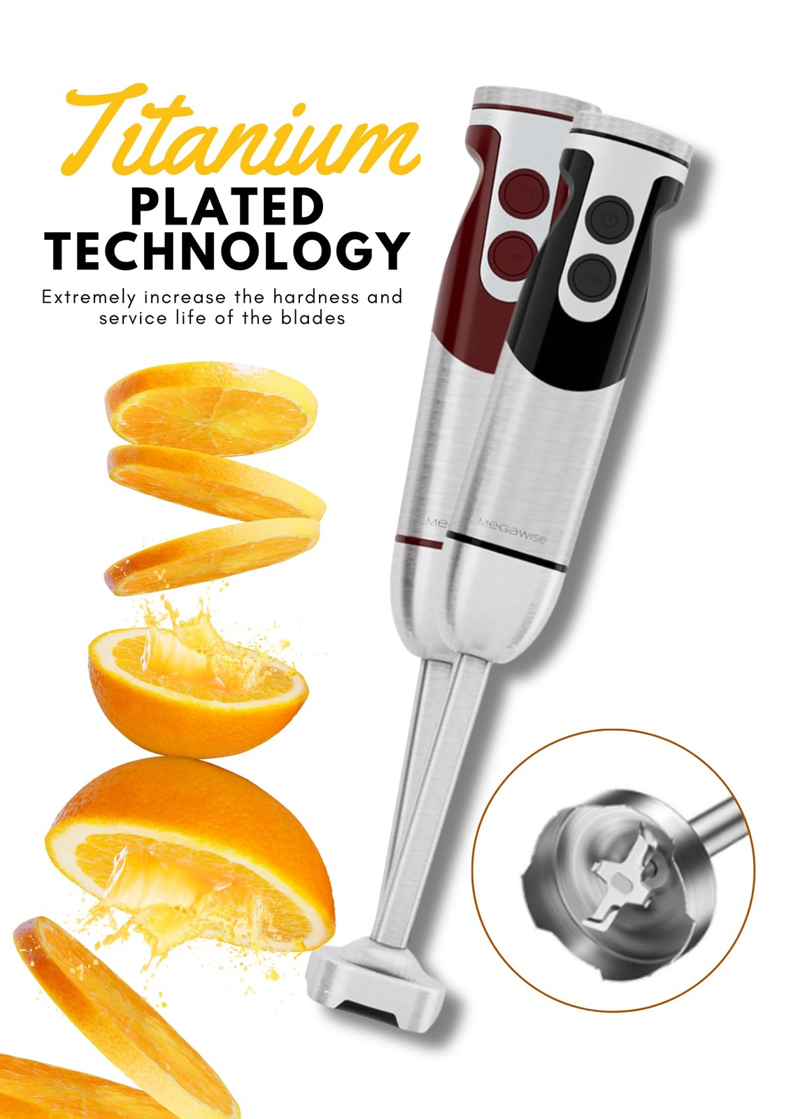 MegaWise RXZER23 3-in-1 Hand Blender 400W Immersion RED