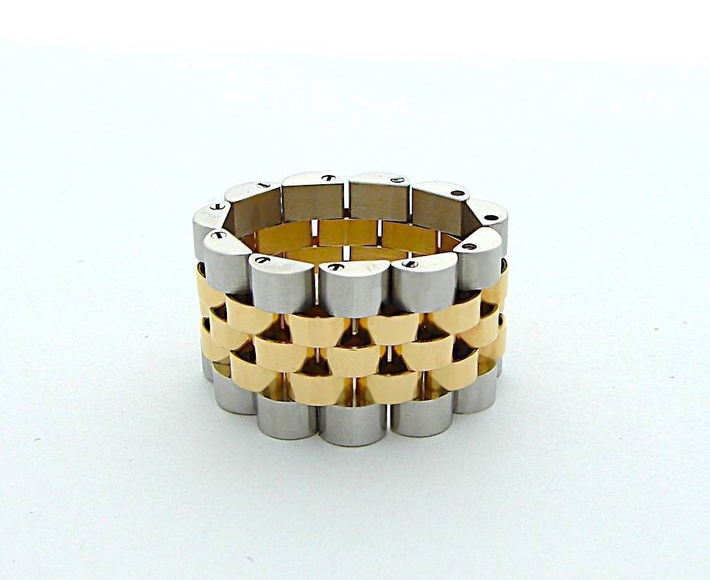 ROLEX STAINLESS & 18K GOLD JUBILEE LINK RING 15.5 MM ORIGINAL