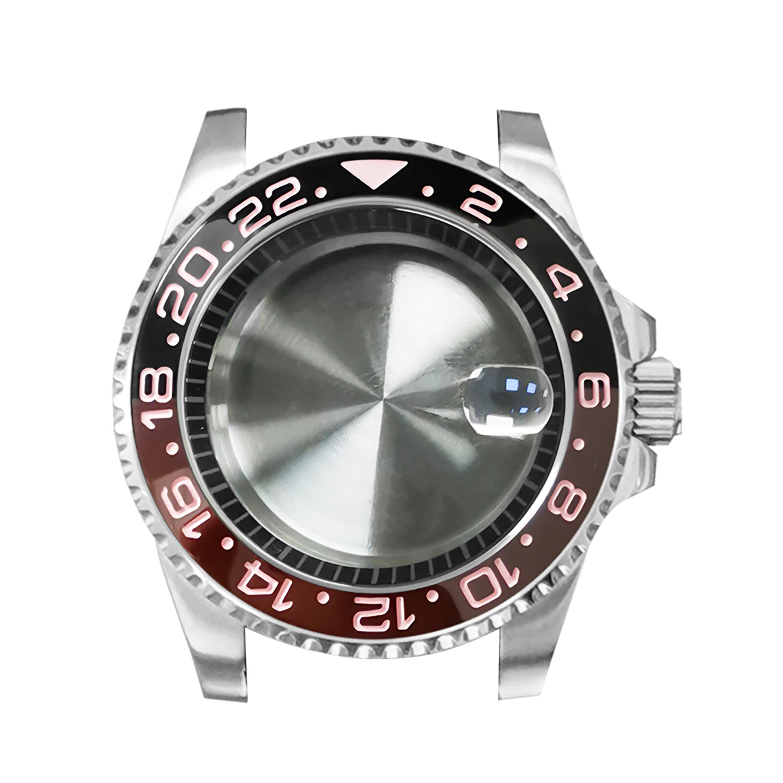 40MM Steel Watch Case Black Inner Ring Sapphire Magnifying Glass for NH35/NH36