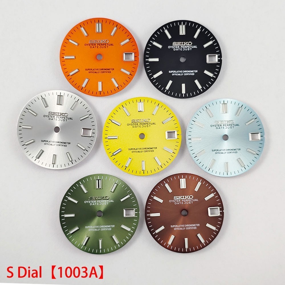 28.5mm Sunburst Watch Dial Green Blue Luminous Date Fit Nh35 Nh36 Movement