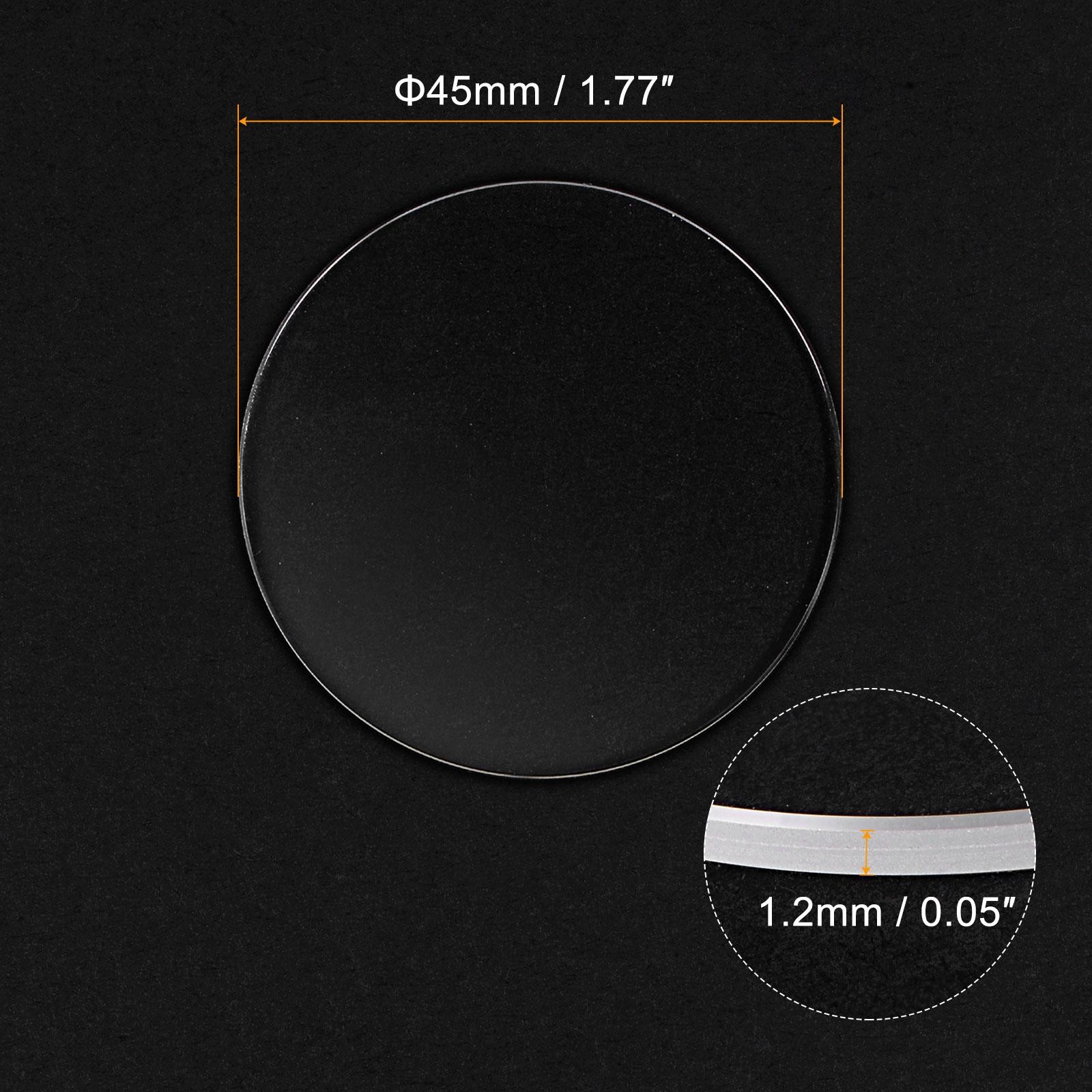 45mm Dia. Watch Glass Sapphire Crystal Lens, Round Flat 1.2mm Thickness Clear