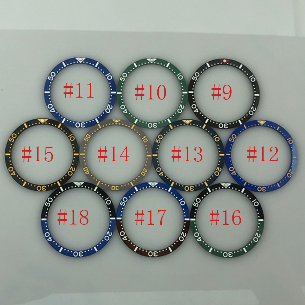 38mm*31.5mm Ceramic/Stainless Steel Bezel Green Gray Black Blue Watch Parts