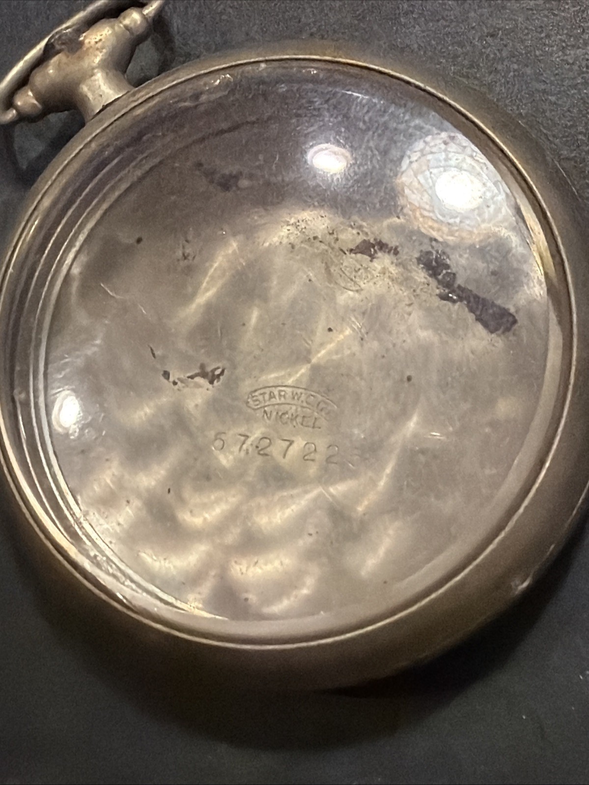 AM34 Vintage Star Watch Case Co Nickel Silver Pocket Watch Case & Crystal As Is