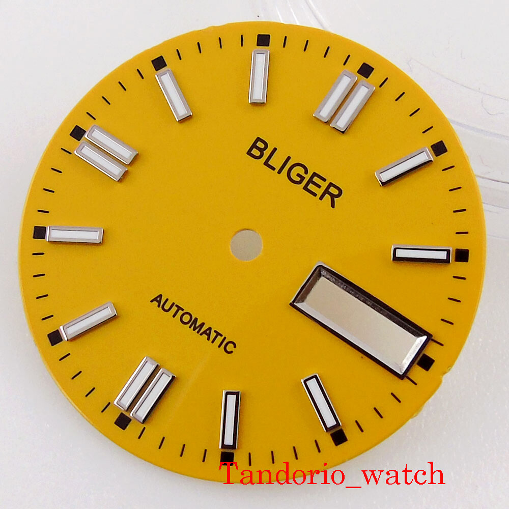 New 29mm Stainless Steel Watch Dial For NH36A Movement Date Week Window Luminous