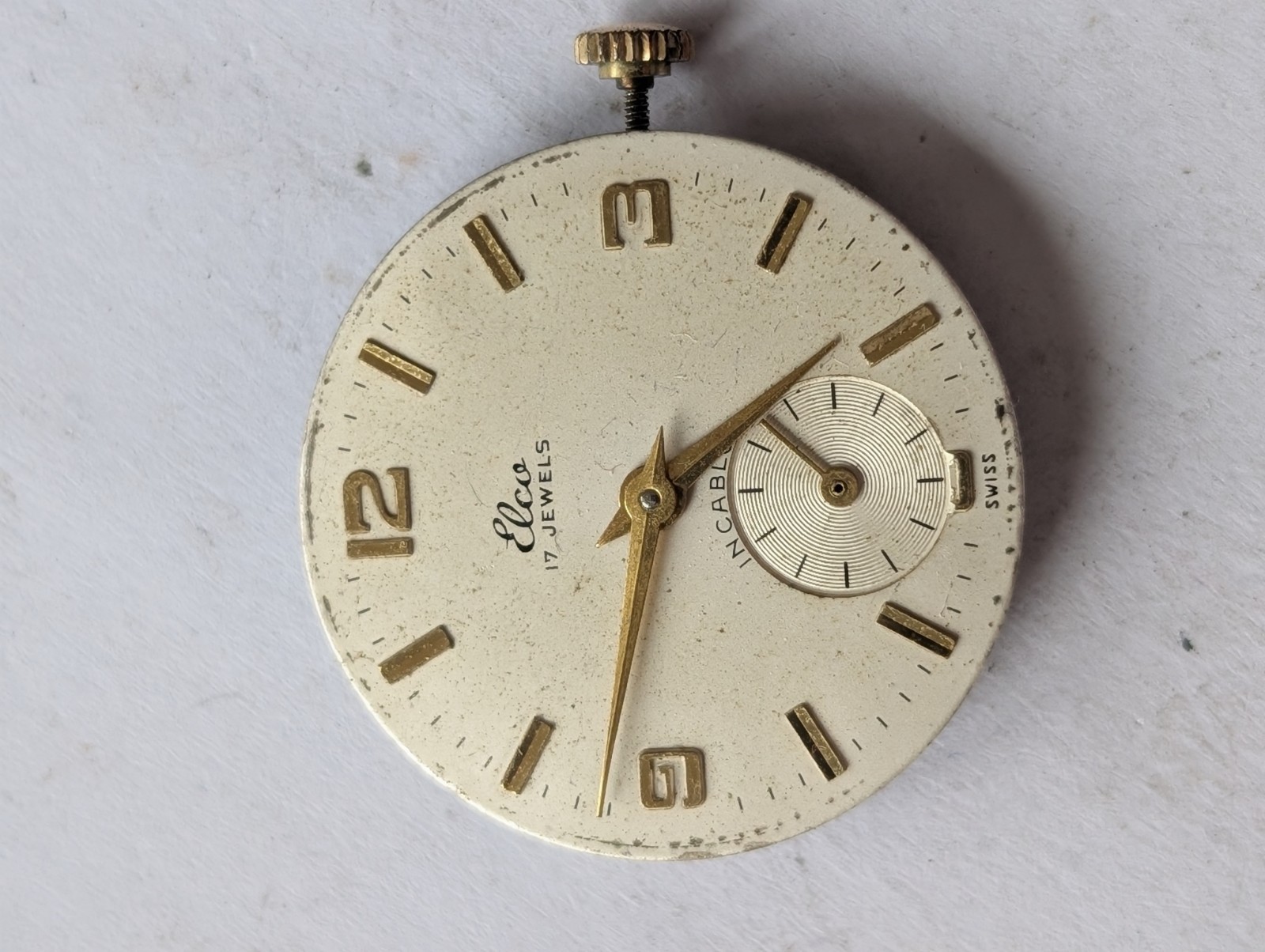 Vintage Enicar/AR 982 Mechanical Watch Movement (Spares/Repairs/Good Balance)