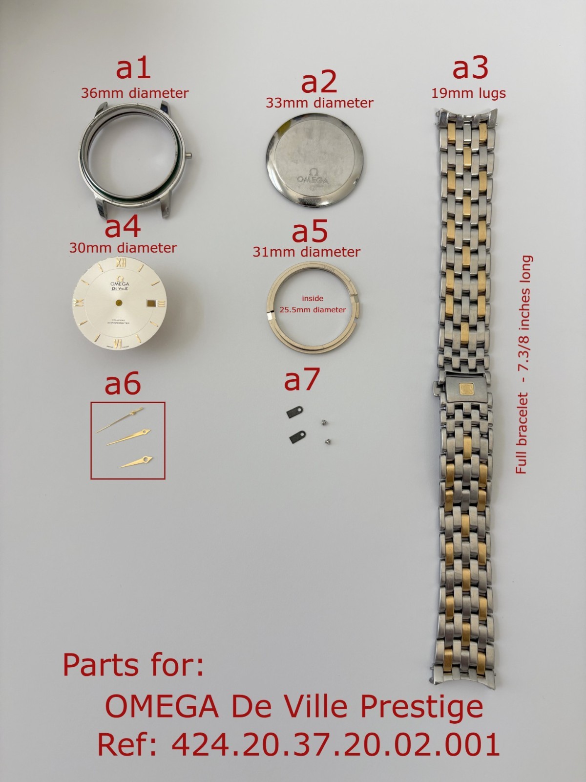 OMEGA De Ville Prestige Watch 424.20.37.20.02.001 Parts Case Bracelet 1510/762
