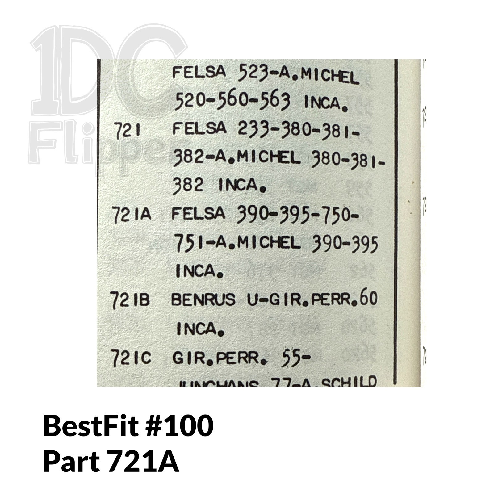 A. Michel 390 BALANCE STAFF Inca BestFit 100/721A Fits Multiple Read List!