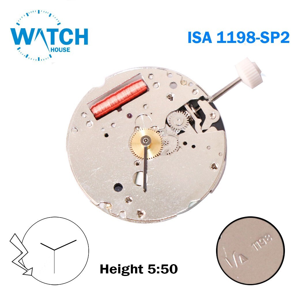ISA 1198 SP2 Swiss Made Watch Movement, Without Disk, 3 Hands, Height 5.50.